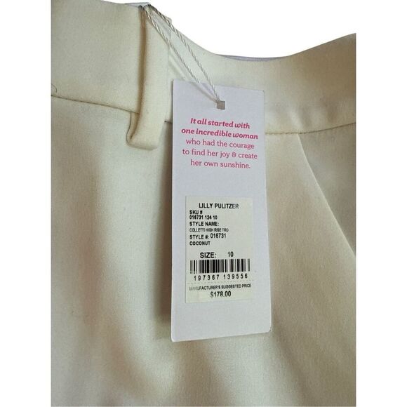 NWT Lilly Pulitzer 33" Colletti High Rise Trouser in Coconut- size 10 - Picture 4 of 12